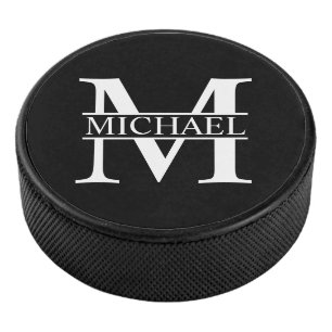 Gepersonaliseerd monogram en naam hockey puck