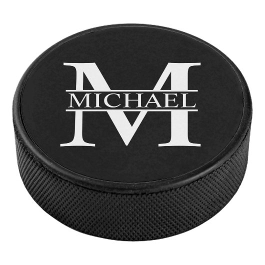 Gepersonaliseerd monogram en naam hockey puck (3/4)