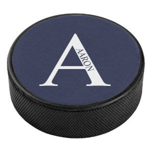 Gepersonaliseerd monogram en naam hockey puck