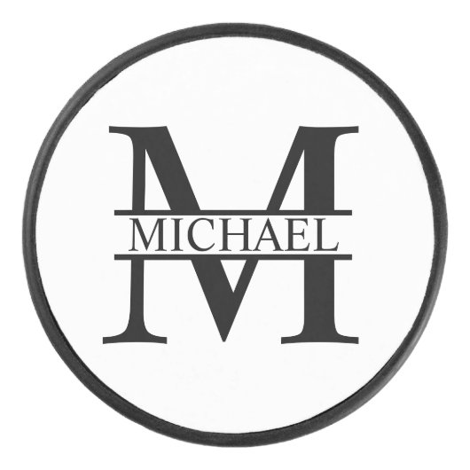 Gepersonaliseerd monogram en naam hockey puck (Voorkant)