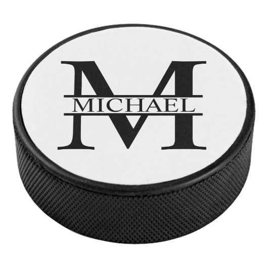 Gepersonaliseerd monogram en naam hockey puck (3/4)