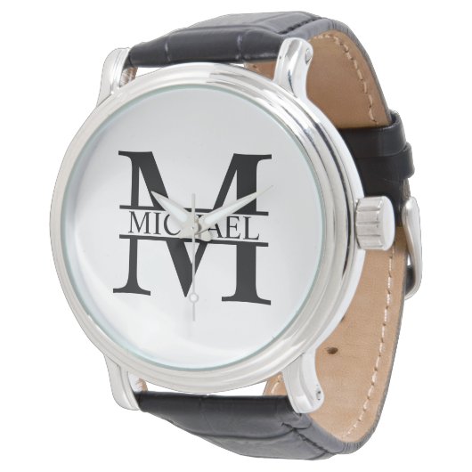Gepersonaliseerd monogram en naam horloge (Gekanteld)
