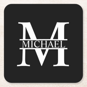 Gepersonaliseerd monogram en naam kartonnen onderzetters