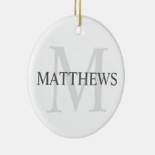 Gepersonaliseerd monogram en naam keramisch ornament (Rechts)