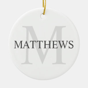 Gepersonaliseerd monogram en naam keramisch ornament
