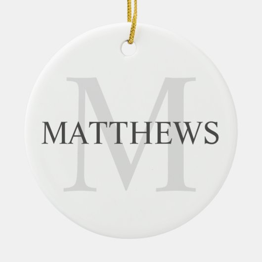 Gepersonaliseerd monogram en naam keramisch ornament (Voorkant)