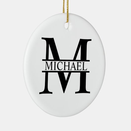 Gepersonaliseerd monogram en naam keramisch ornament (Rechts)