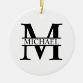 Gepersonaliseerd monogram en naam keramisch ornament (Voorkant)