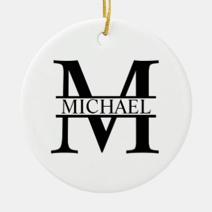 Gepersonaliseerd monogram en naam keramisch ornament