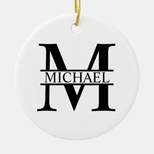Gepersonaliseerd monogram en naam keramisch ornament (Voorkant)
