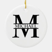Gepersonaliseerd monogram en naam keramisch ornament (Achterkant)