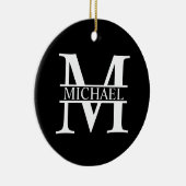 Gepersonaliseerd monogram en naam keramisch ornament (Rechts)