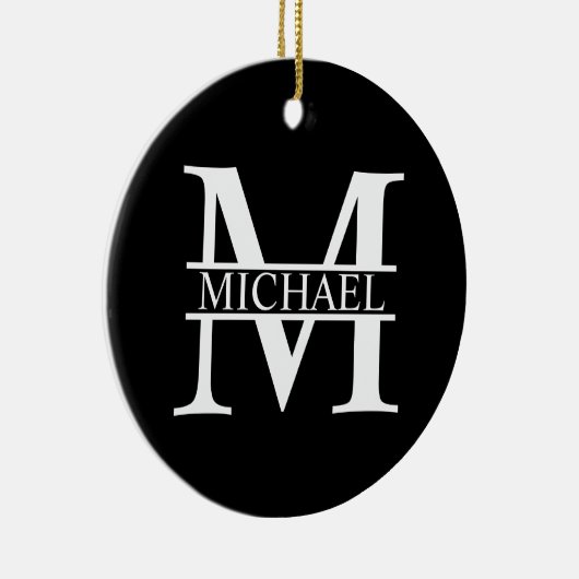 Gepersonaliseerd monogram en naam keramisch ornament (Rechts)