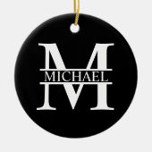 Gepersonaliseerd monogram en naam keramisch ornament (Voorkant)