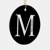 Gepersonaliseerd monogram en naam keramisch versie ornament (Rechts)