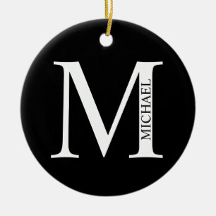Gepersonaliseerd monogram en naam keramisch versie ornament