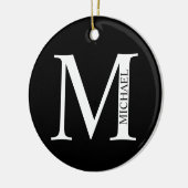 Gepersonaliseerd monogram en naam keramisch versie ornament (Links)