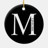 Gepersonaliseerd monogram en naam keramisch versie ornament (Achterkant)