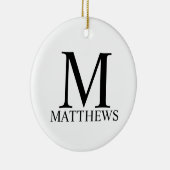 Gepersonaliseerd monogram en naam keramisch versie ornament (Rechts)