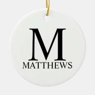 Gepersonaliseerd monogram en naam keramisch versie ornament