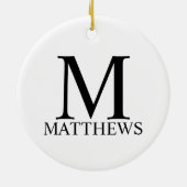 Gepersonaliseerd monogram en naam keramisch versie ornament (Achterkant)