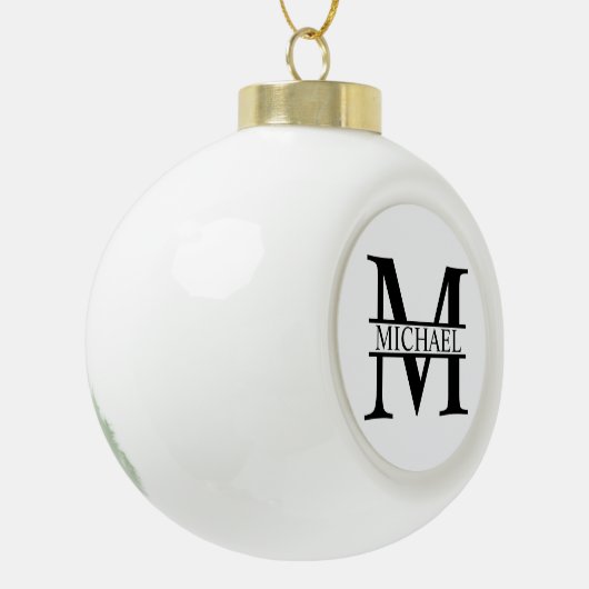 Gepersonaliseerd monogram en naam keramische bal ornament (Links)