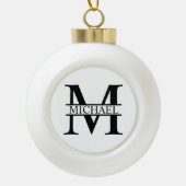 Gepersonaliseerd monogram en naam keramische bal ornament (Voorkant)