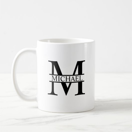 Gepersonaliseerd monogram en naam koffiemok (Links)