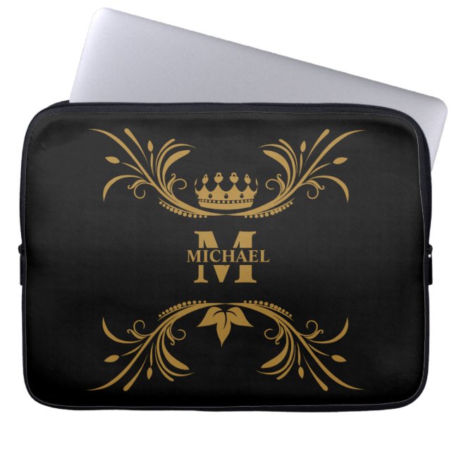  gepersonaliseerd monogram en naam laptop sleeve (Voorkant)