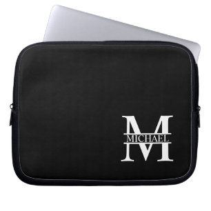 Gepersonaliseerd monogram en naam laptop sleeve