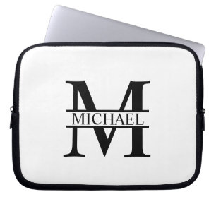 Gepersonaliseerd monogram en naam laptop sleeve