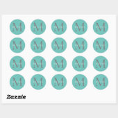 Gepersonaliseerd Monogram en Naam Licht Blauwgroen Ronde Sticker (Vel)