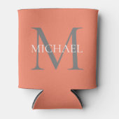 Gepersonaliseerd Monogram en Naam Lichtroze Blikjeskoeler (Voorkant)