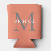 Gepersonaliseerd Monogram en Naam Lichtroze Blikjeskoeler (Achterkant)