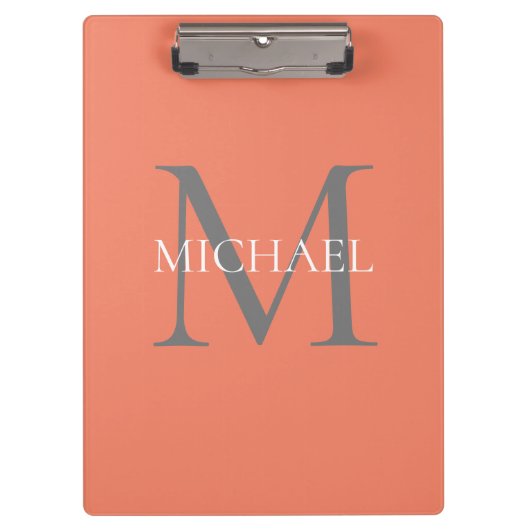 Gepersonaliseerd Monogram en Naam Lichtroze Klembord (Voorkant)