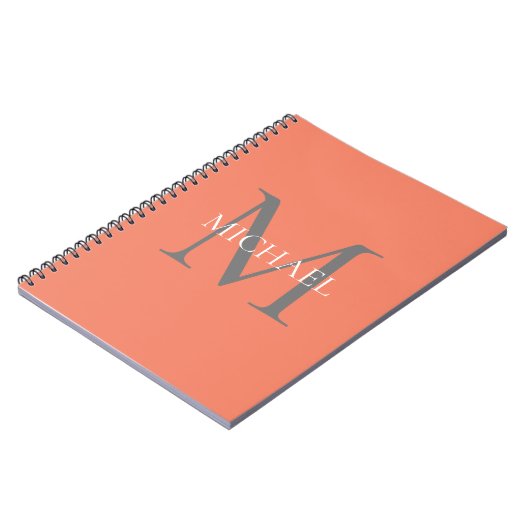 Gepersonaliseerd Monogram en Naam Lichtroze Notitieboek (Linkerzijde)