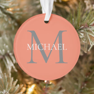 Gepersonaliseerd Monogram en Naam Lichtroze Ornament
