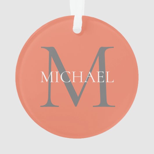 Gepersonaliseerd Monogram en Naam Lichtroze Ornament (achterkant)