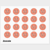 Gepersonaliseerd Monogram en Naam Lichtroze Ronde Sticker (Vel)
