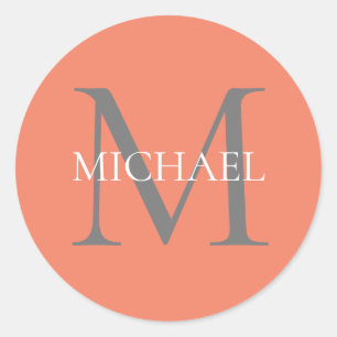 Gepersonaliseerd Monogram en Naam Lichtroze Ronde Sticker