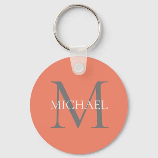 Gepersonaliseerd Monogram en Naam Lichtroze Sleutelhanger (Voorkant)