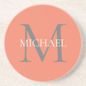 Gepersonaliseerd Monogram en Naam Lichtroze Zandsteen Onderzetter (Voorkant)