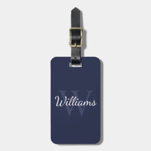 Gepersonaliseerd monogram en naam marineblauw bagagelabel