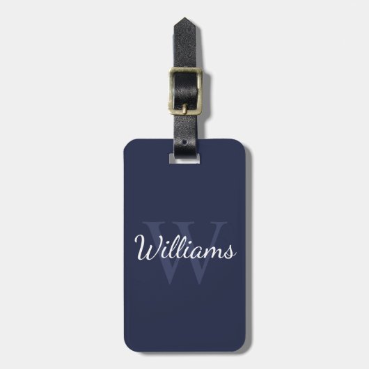 Gepersonaliseerd monogram en naam marineblauw bagagelabel (Voorkant verticaal)