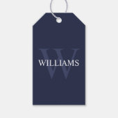Gepersonaliseerd monogram en naam marineblauw cadeaulabel (Voorkant)