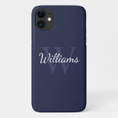 Gepersonaliseerd monogram en naam marineblauw Case-Mate iPhone case (Achterkant)