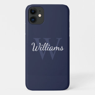 Gepersonaliseerd monogram en naam marineblauw Case-Mate iPhone case