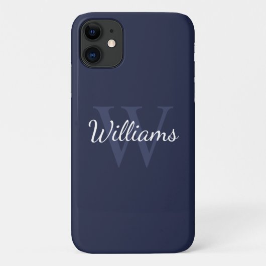 Gepersonaliseerd monogram en naam marineblauw Case-Mate iPhone case (Achterkant)