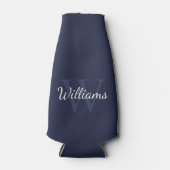 Gepersonaliseerd monogram en naam marineblauw flesjeskoeler (Voorkant)