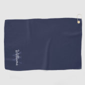 Gepersonaliseerd monogram en naam marineblauw golfhanddoek (Horizontaal)